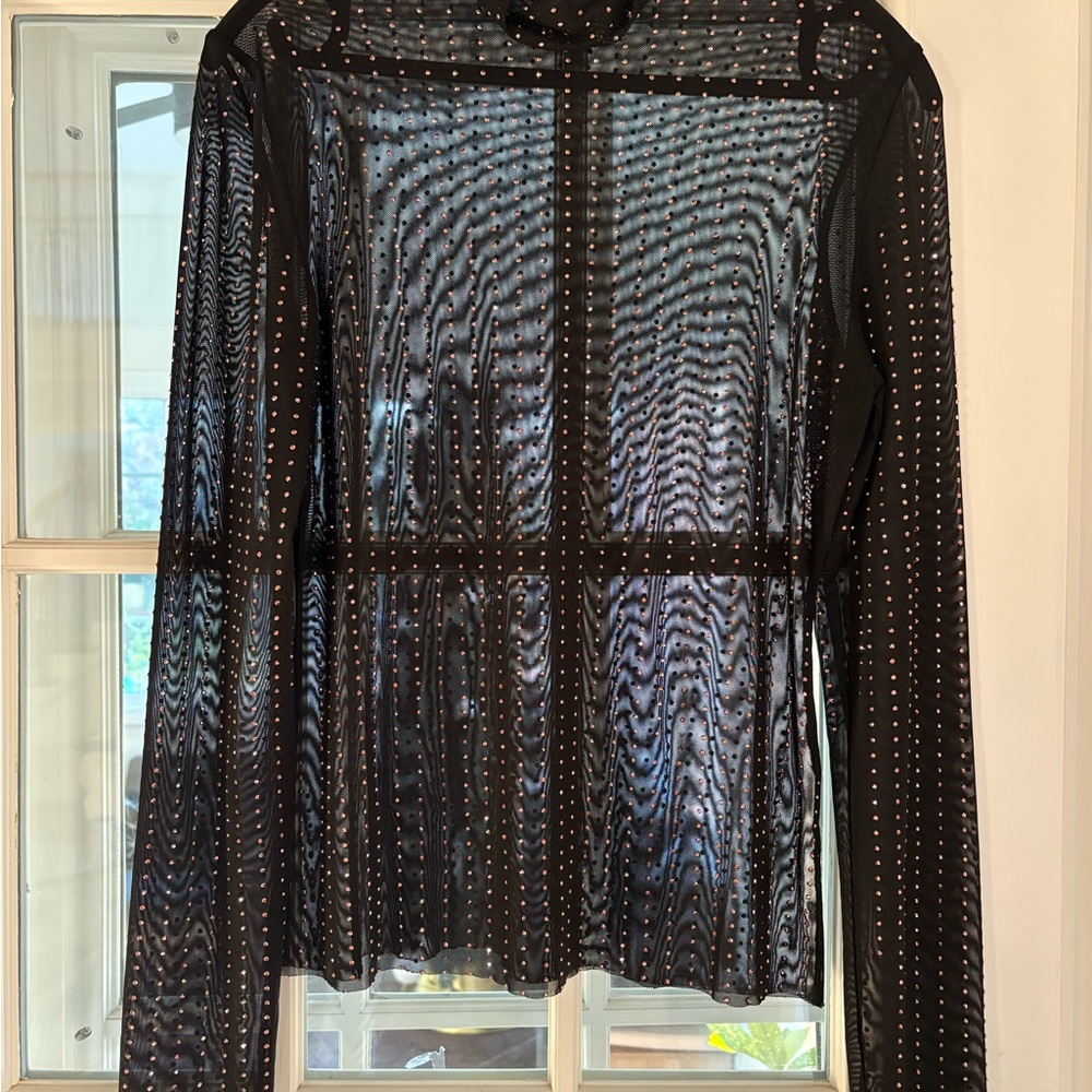 Chic Black Sheer Studded Blouse